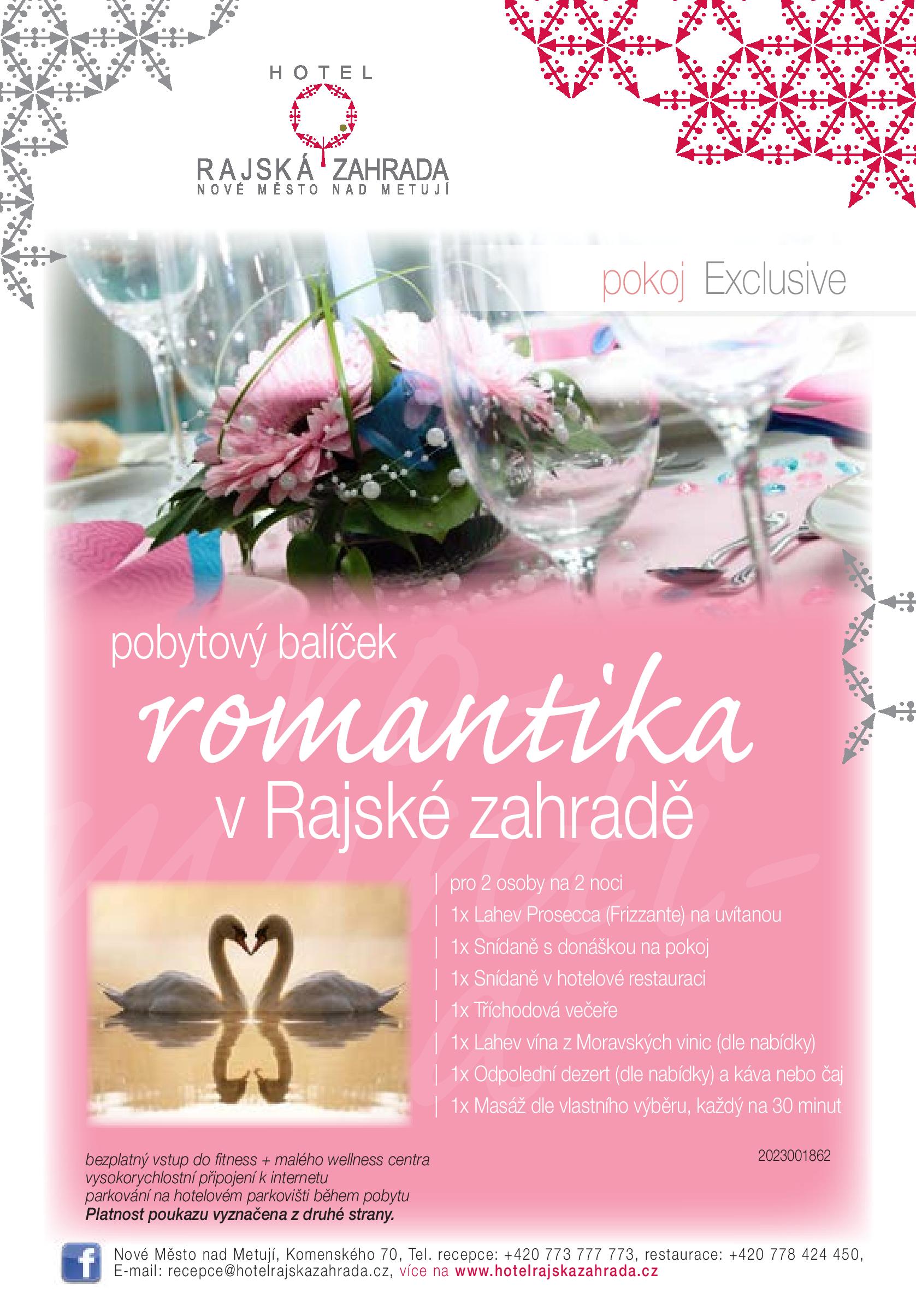 Romantika v Rajské zahradě - pokoj EXCLUSIVE