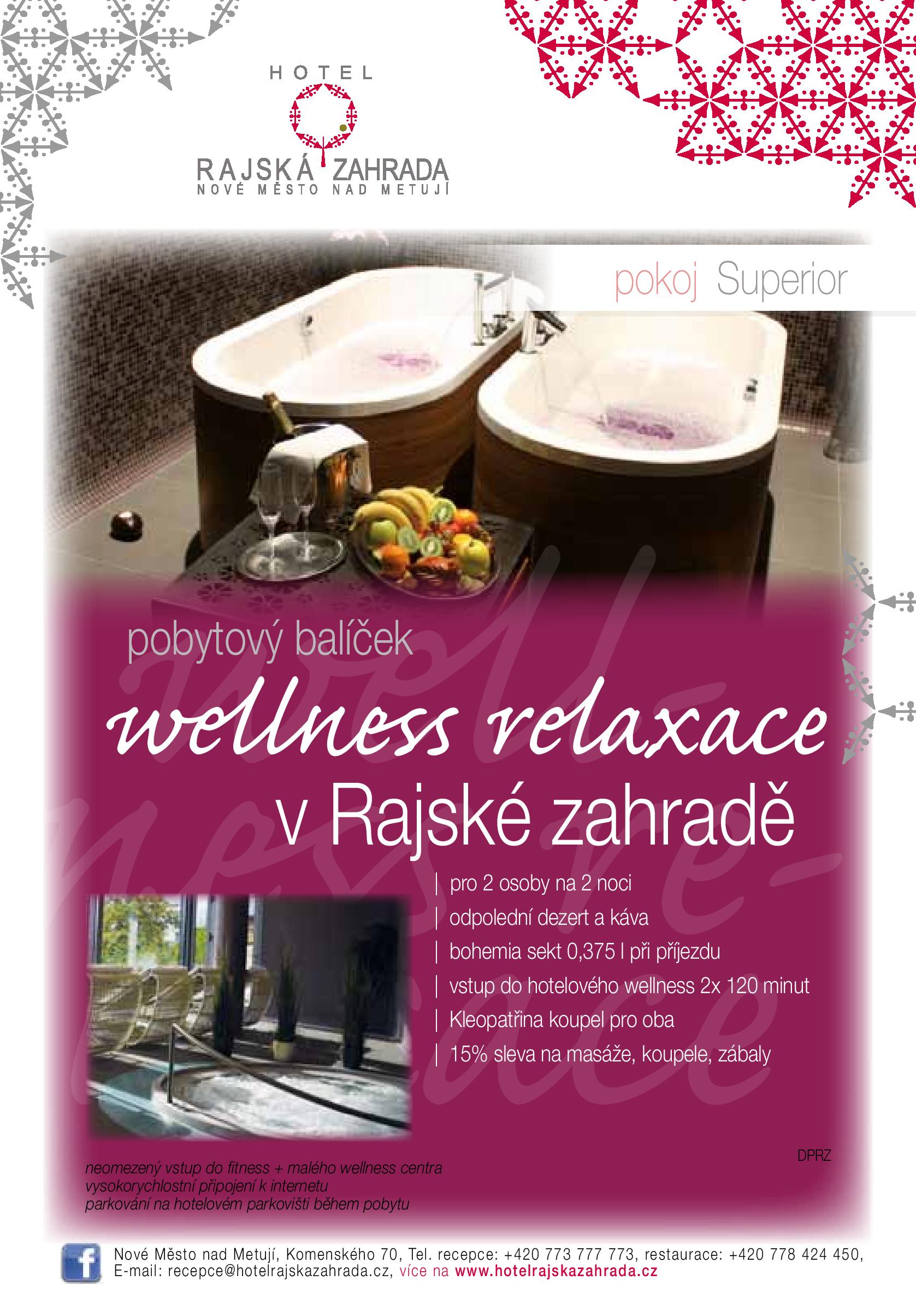 Wellness relaxace v Rajské zahradě - pokoj SUPERIOR